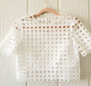 Yumi Kim Boxy Lace Crop Top Summer White XS